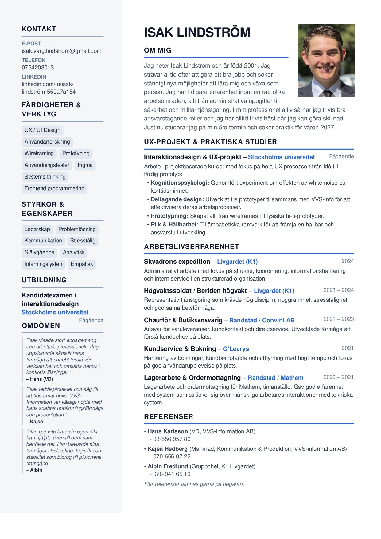 CV för Isak Lindström
